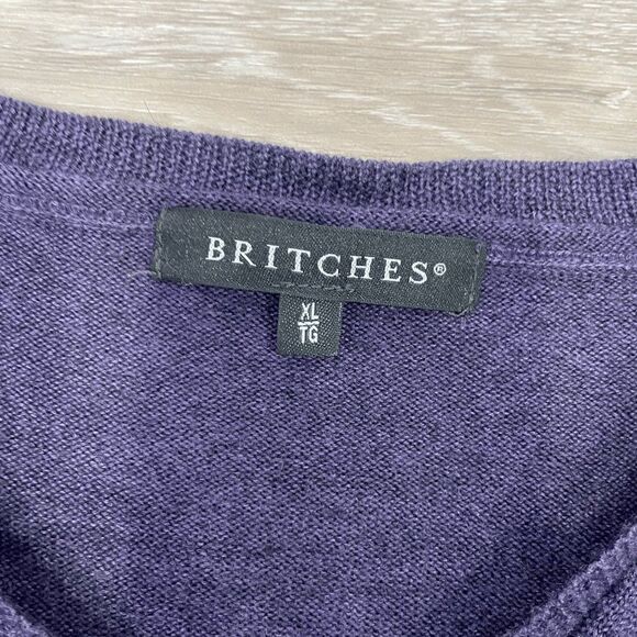 Britches Mens Sweater Tight Knit Pullover V-Neck Purple Size Extra Large - Picture 7 of 9